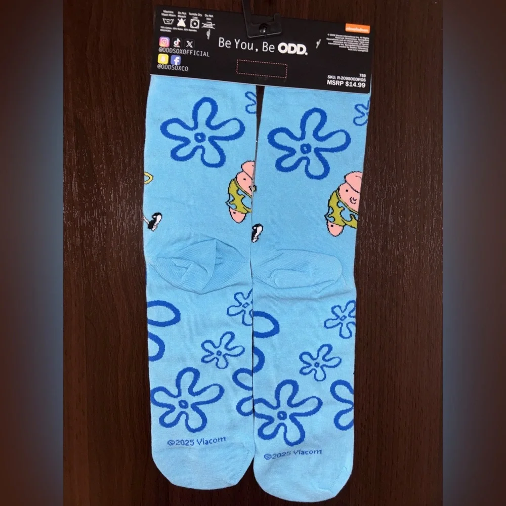 SPONGEBOB SQUAREPANTS ODD SOX NOVELTY CREW SOCKS NWT MEN’S SHOE SIZE 6-13